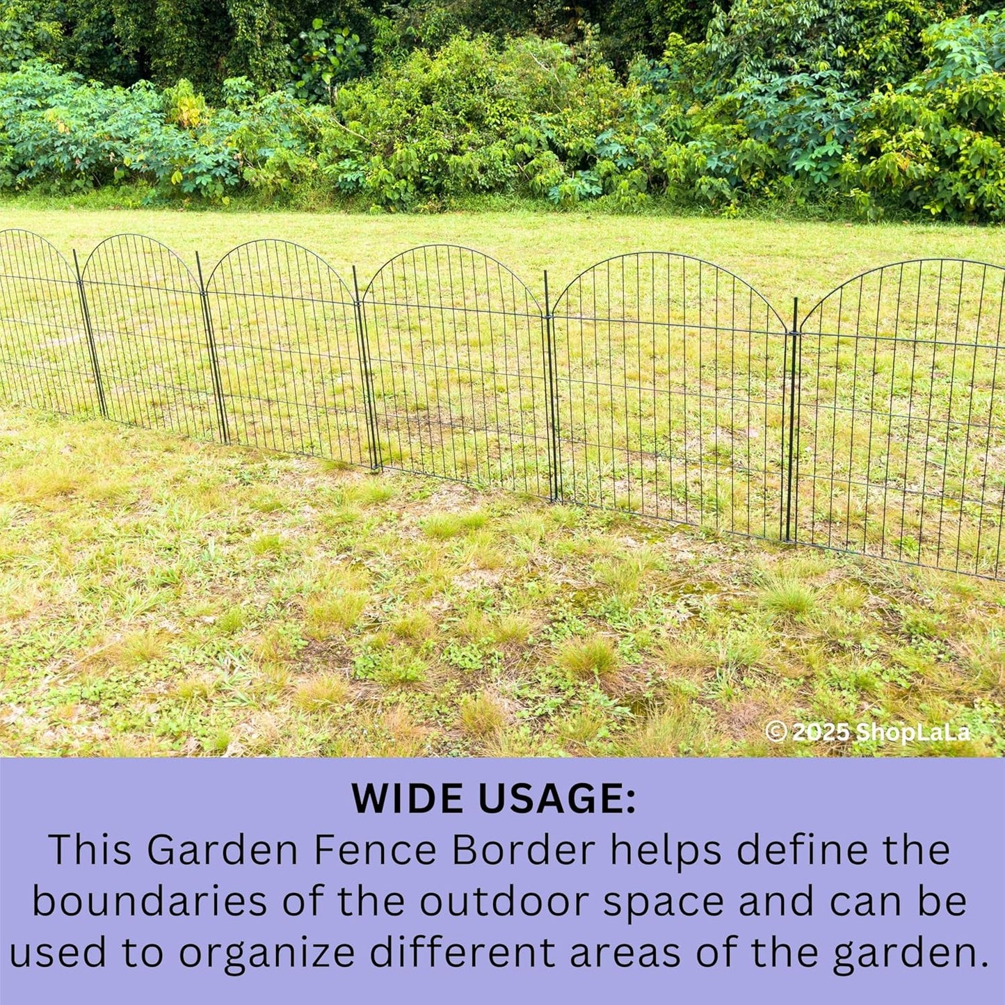 ShopLaLa Decorative Garden Fence (6 Panels) 28in(L) x 32in(H) Rustproof Black Metal No Dig Fences Small Dog Animal Barrier, Flower Edging for Landscape Large Tall Fencing Outdoor Garden Decor D-YA32