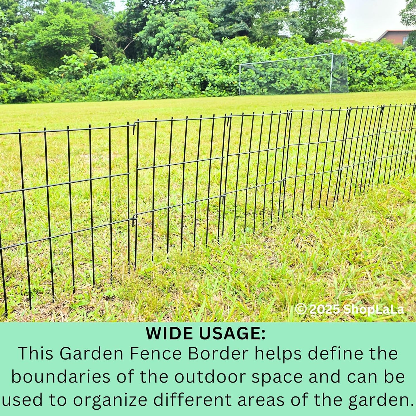 ShopLaLa Garden Fence (10 Panels) 12in(L) x 16.5in(H) Rustproof Metal Wire Animal Barrier Fence Flower Edging for Landscape Patio Outdoor Decor, Small Dog Fences for the Back Yard No Dig Black D-L16.5