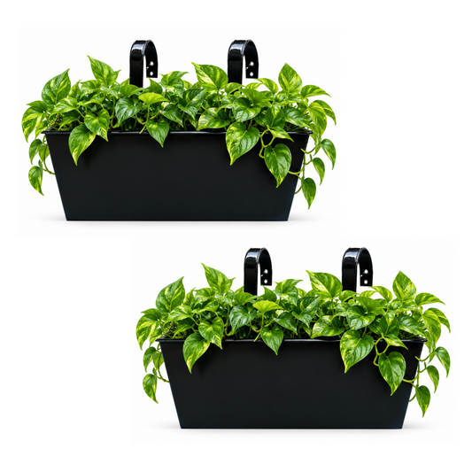 LaLaGreen Rectangular Metal Railing Planter Boxes