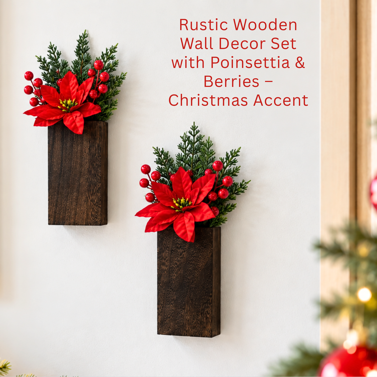 LaLaGreen Christmas Festive Indoor Wooden Wall Mounted Planter Boxes