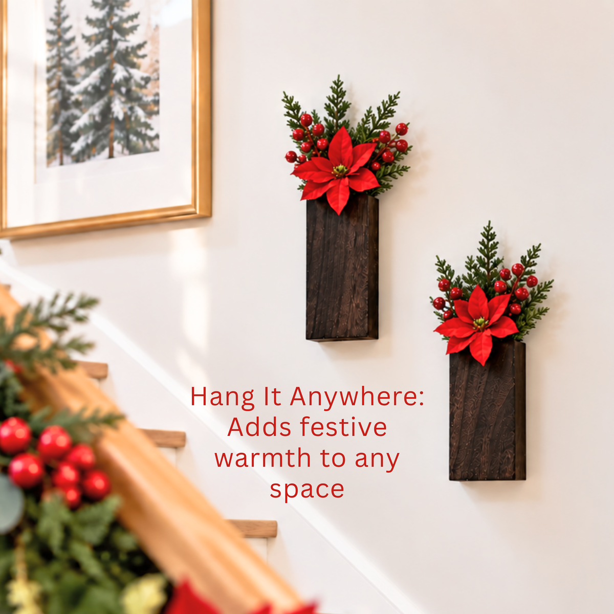 LaLaGreen Christmas Festive Indoor Wooden Wall Mounted Planter Boxes