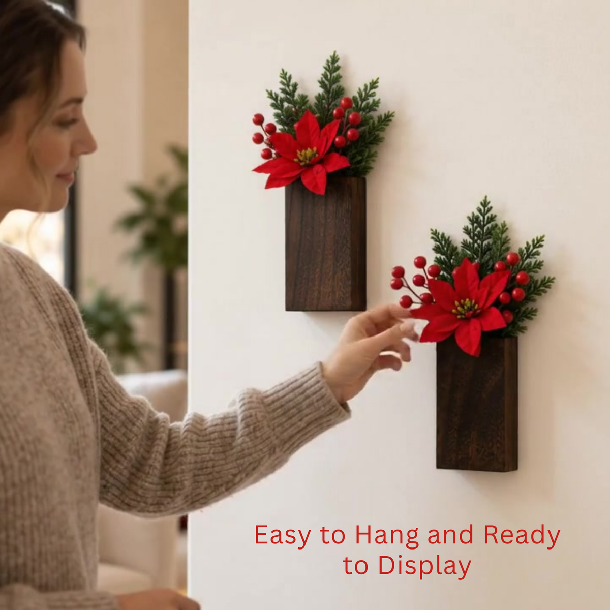 LaLaGreen Christmas Festive Indoor Wooden Wall Mounted Planter Boxes