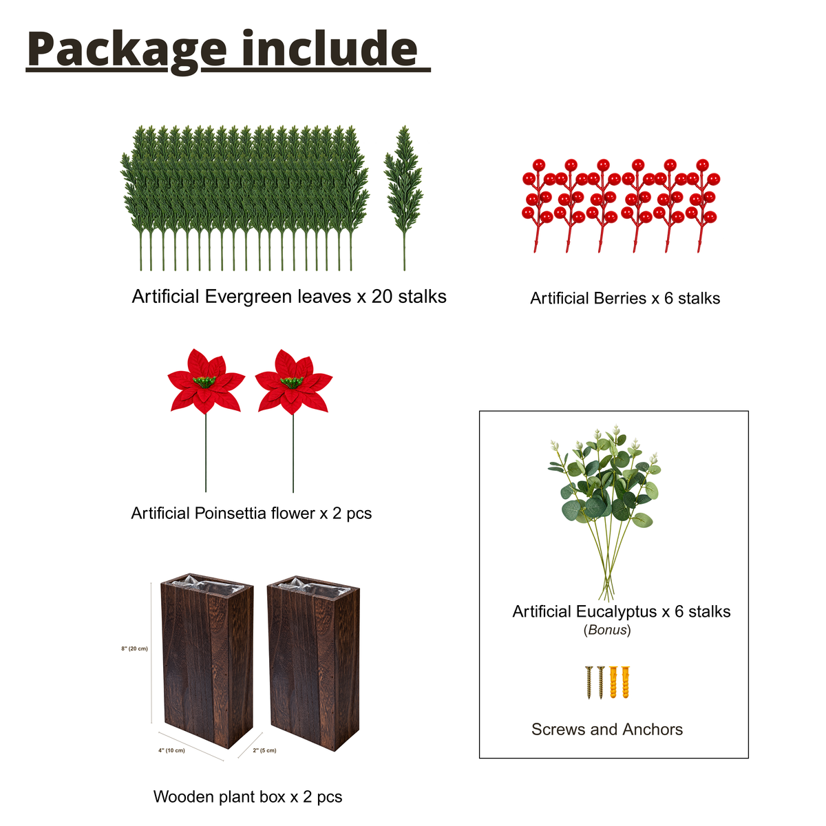 LaLaGreen Christmas Festive Indoor Wooden Wall Mounted Planter Boxes