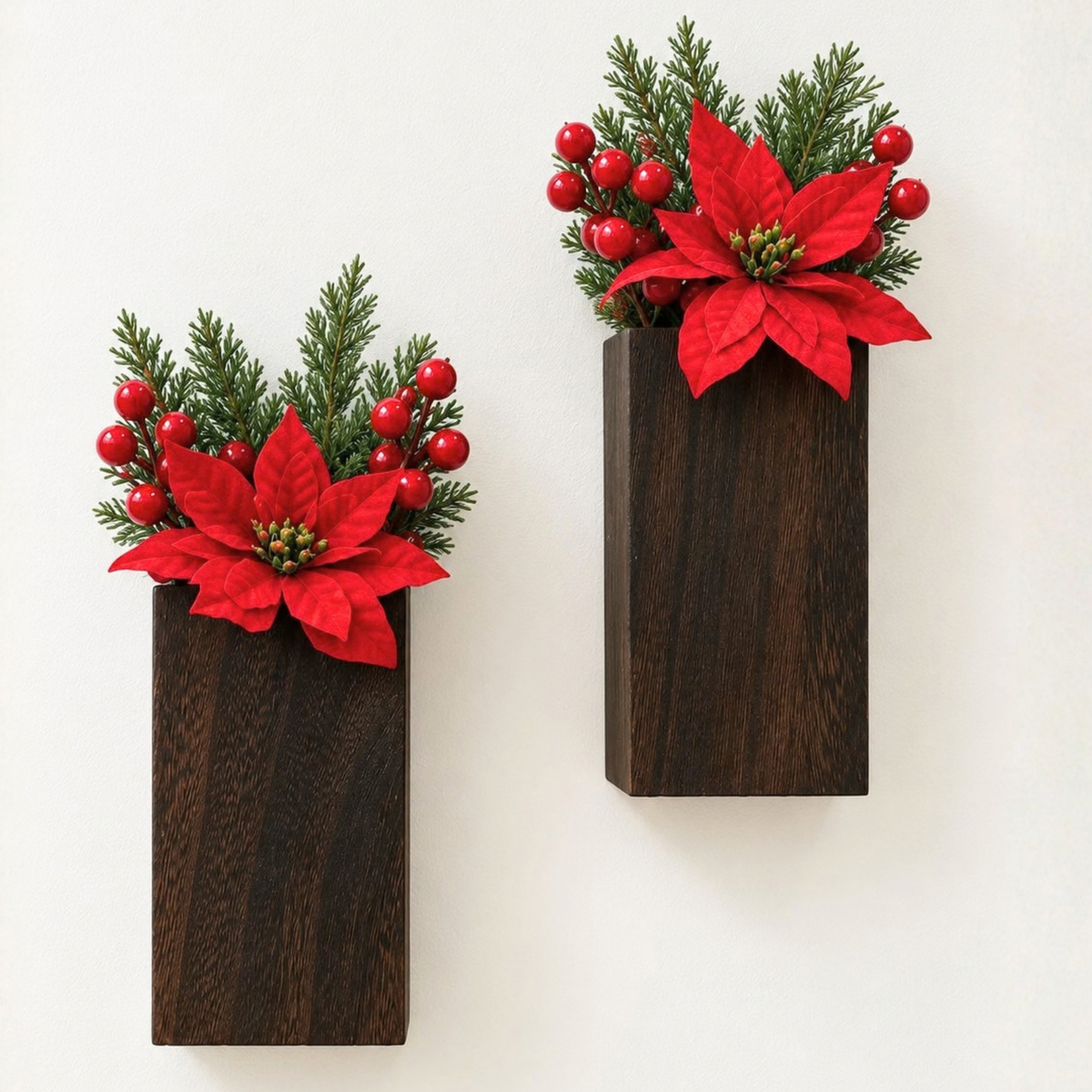 LaLaGreen Christmas Festive Indoor Wooden Wall Mounted Planter Boxes