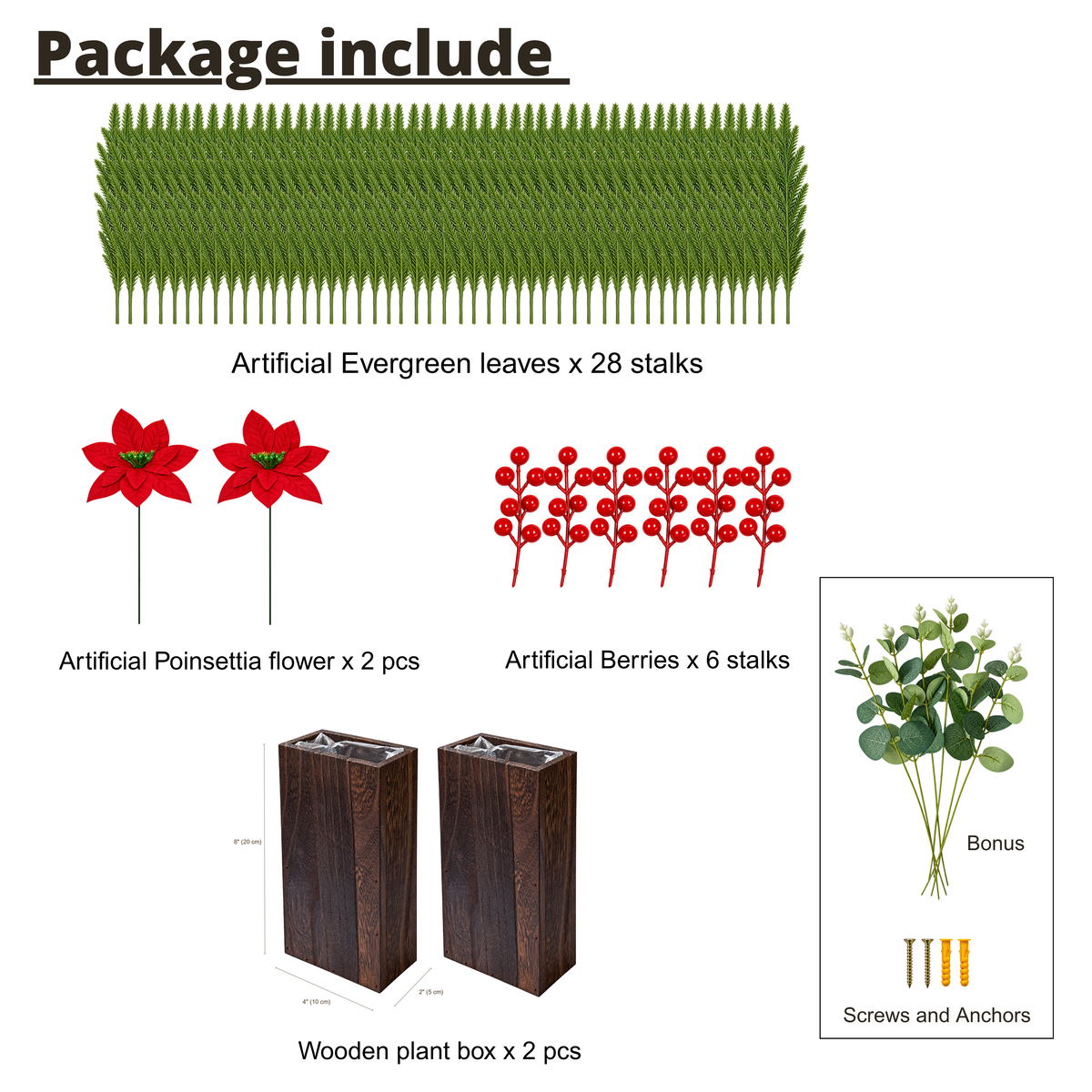 LaLaGreen Christmas Festive Indoor Wooden Wall Mounted Planter Boxes