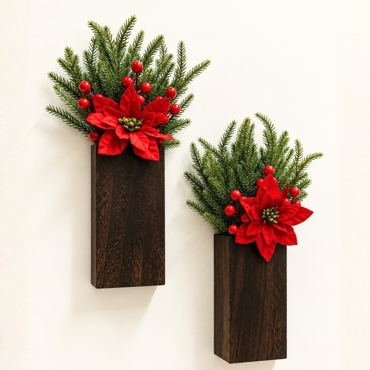 LaLaGreen Christmas Festive Indoor Wooden Wall Mounted Planter Boxes