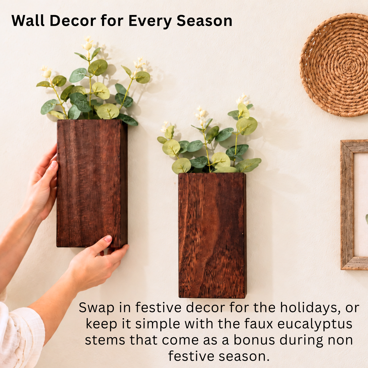 LaLaGreen Christmas Festive Indoor Wooden Wall Mounted Planter Boxes